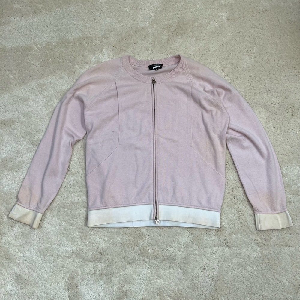 CHANEL Pink Zipper Cardigan